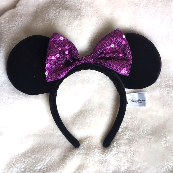EUC Purple Sequin Bow Minnie Ears - Picture 1 of 4